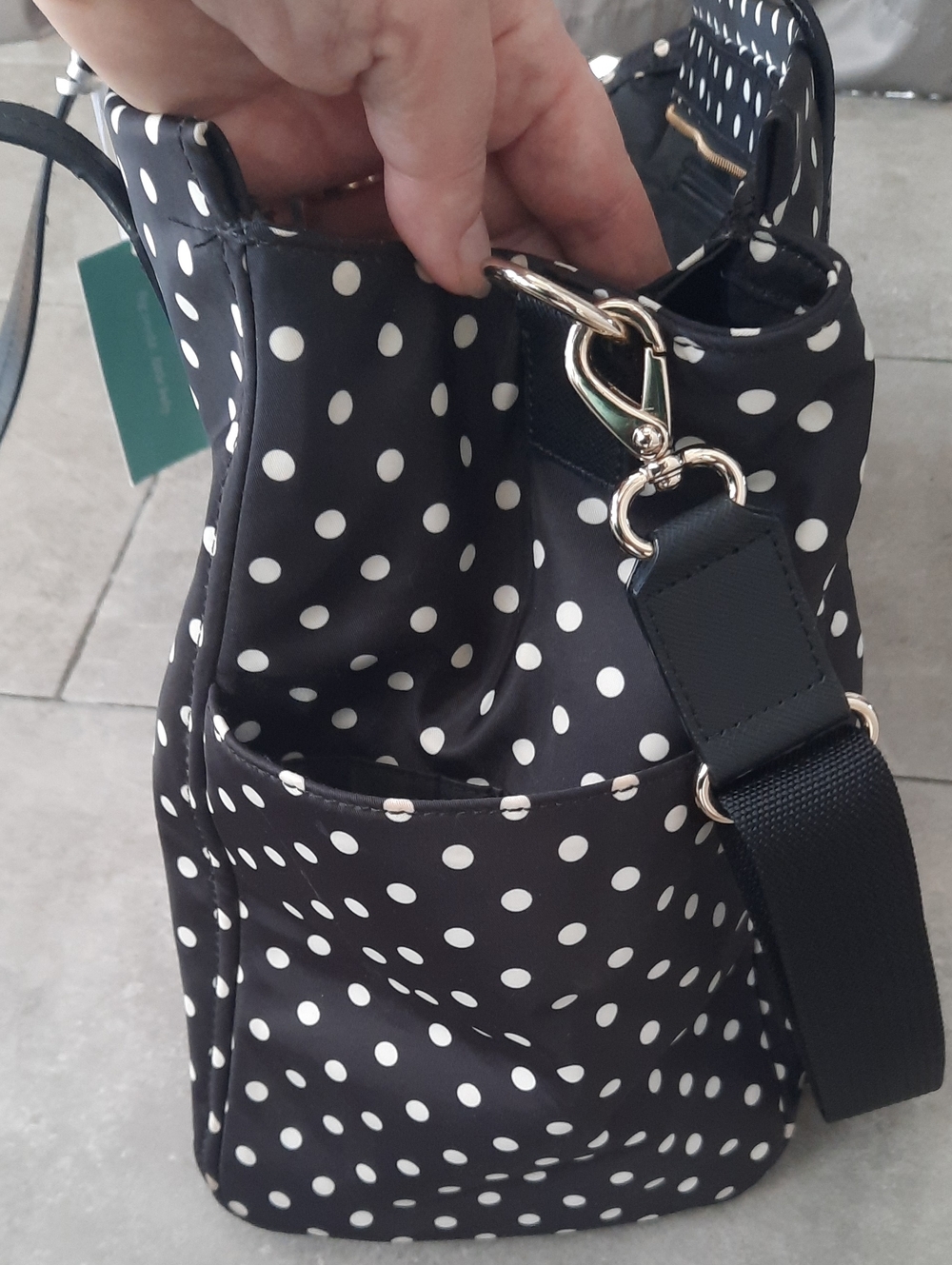 Kate Spade Black Tote Diaper Bag with White Dots - Picture 13 of 16